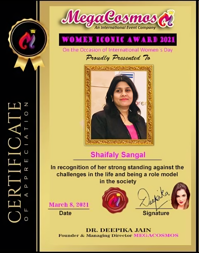 Women Iconic Award certificate